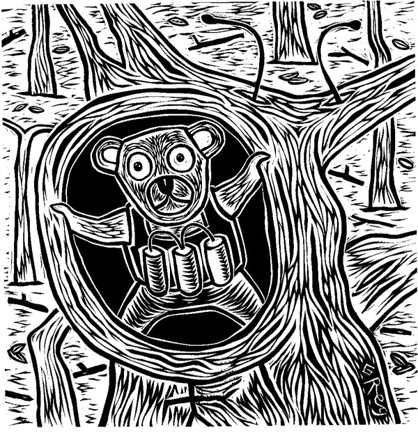Koala in Tree Linocut Print