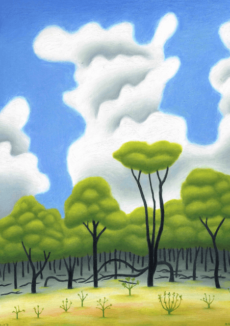 black wattle, weeds and clouds limited edition fine art print Reg Mombassa 